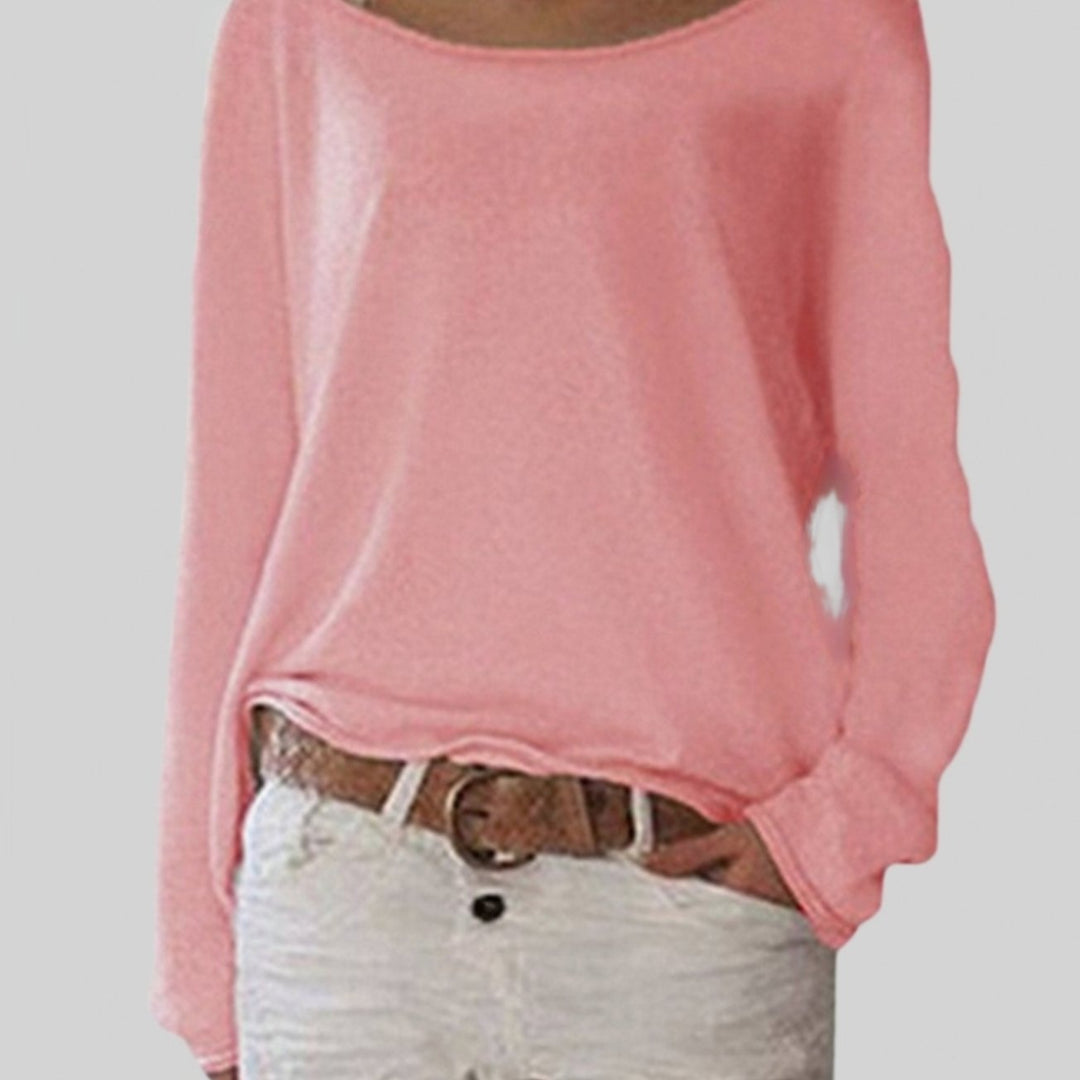 Women's Everyday Crew Neck Long Sleeve Knit Sweater - Pink