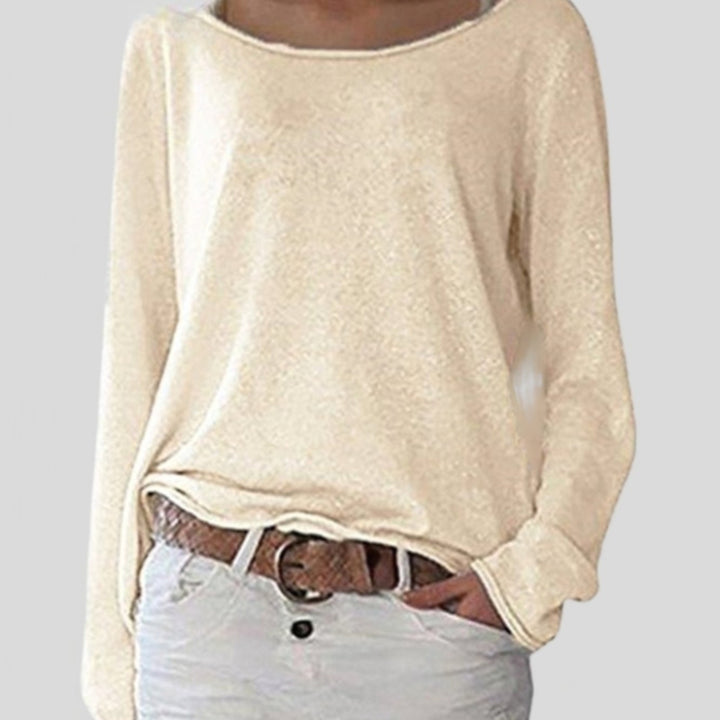 Women's Everyday Crew Neck Long Sleeve Knit Sweater - Beige