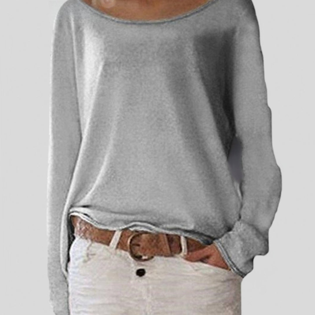 Women's Everyday Crew Neck Long Sleeve Knit Sweater - Grey