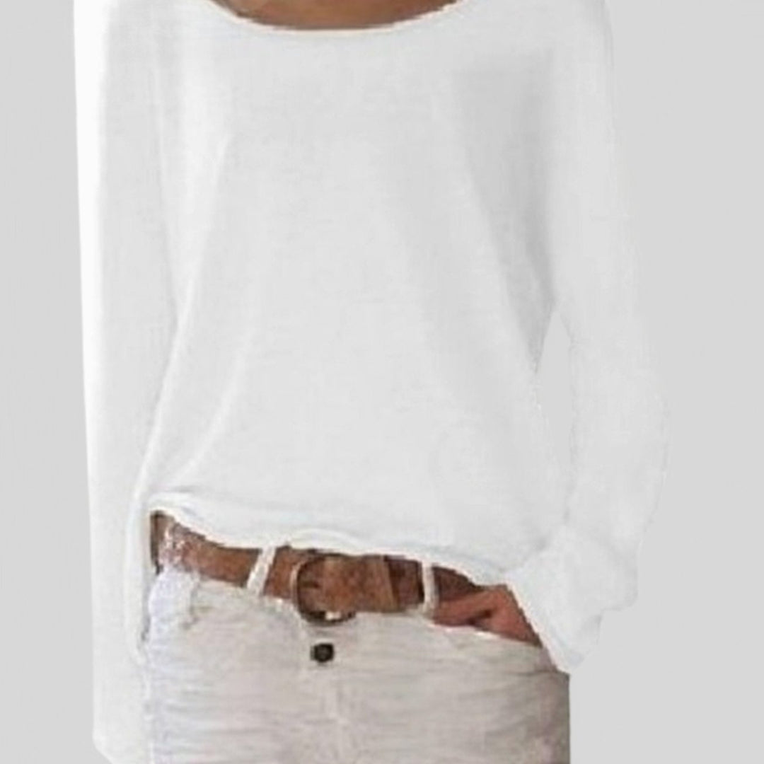Women's Everyday Crew Neck Long Sleeve Knit Sweater - White
