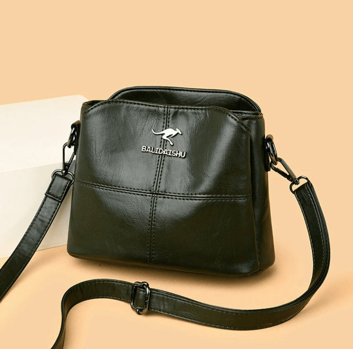 Women's Faux Leather Panelled Zip Crossbody Shoulder Bag