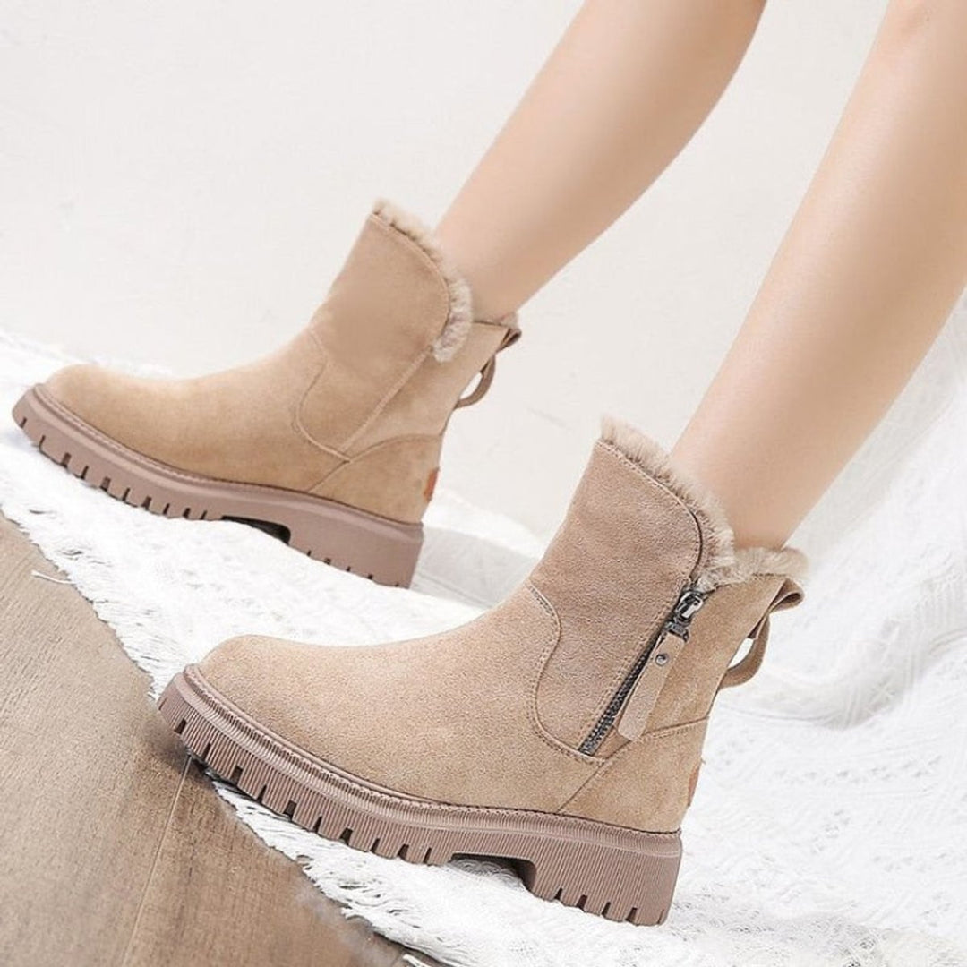 Women's Faux Suede Fleece-Lined Slip-On Ankle Boots