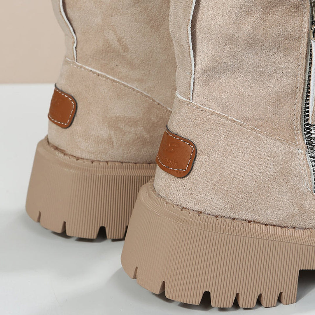 Women's Faux Suede Fleece-Lined Slip-On Ankle Boots