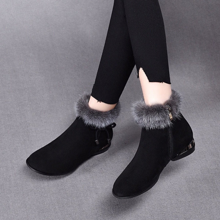 Women's Faux-Suede Fur-Trim Flat Ankle Boots