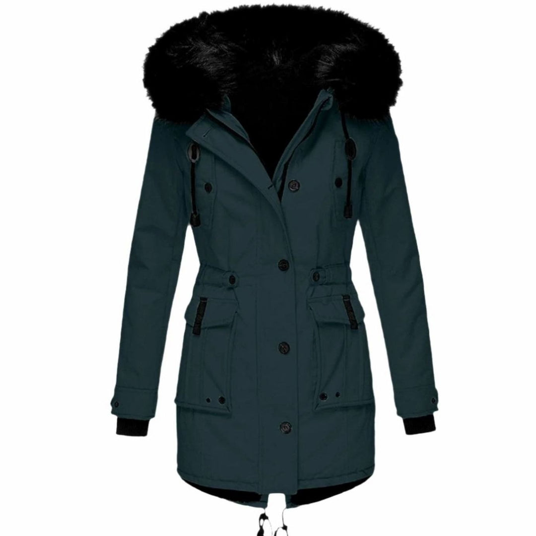 Women's Fitted Faux Fur Hooded Winter Coat Parka