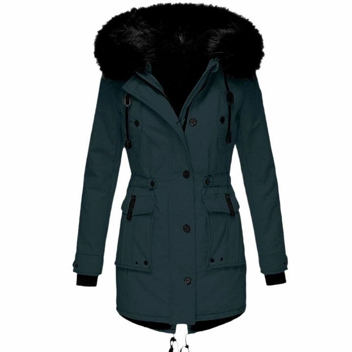 Women's Fitted Faux Fur Hooded Winter Coat Parka