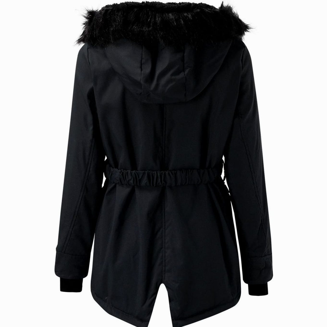 Women's Fitted Faux Fur Hooded Winter Coat Parka