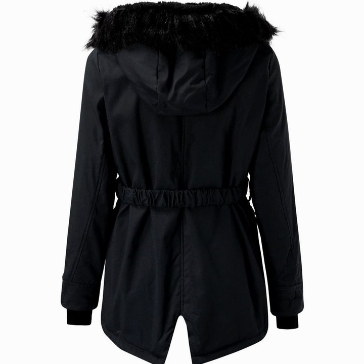 Women's Fitted Faux Fur Hooded Winter Coat Parka