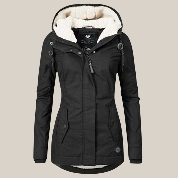 Women's Fleece-Lined Hooded Quilted Jacket Windproof Winter Coat