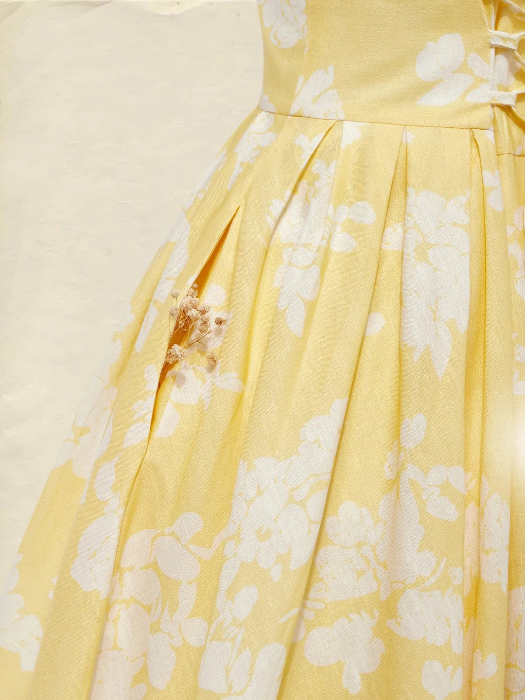 Women's Floral Linen Sleeveless Midi Dress
