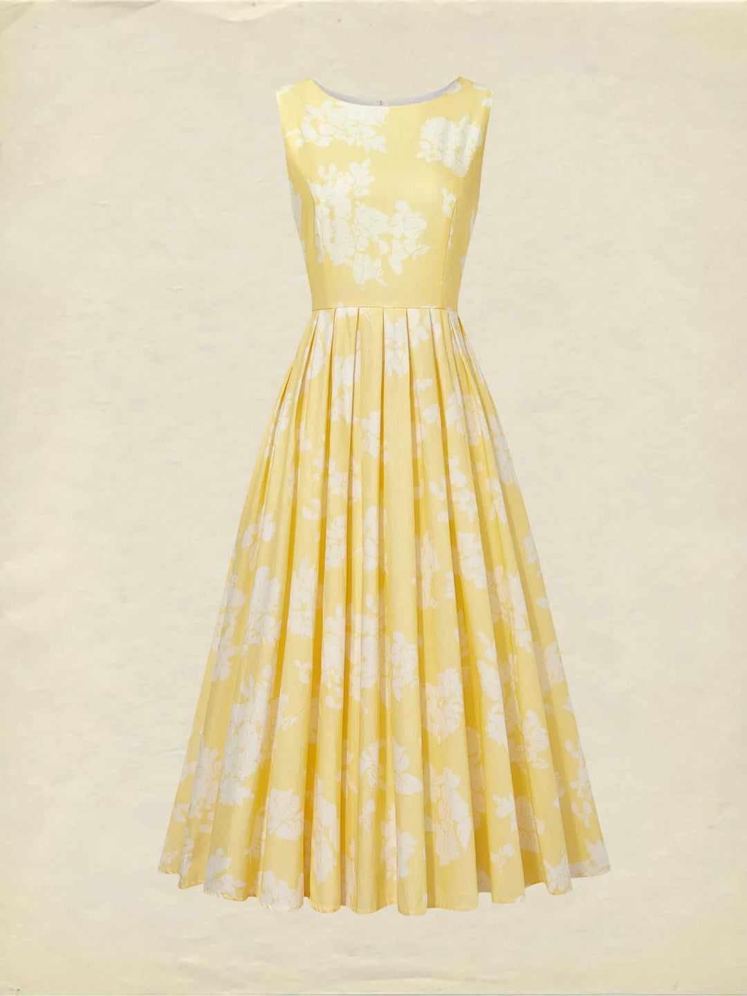 Women's Floral Linen Sleeveless Midi Dress