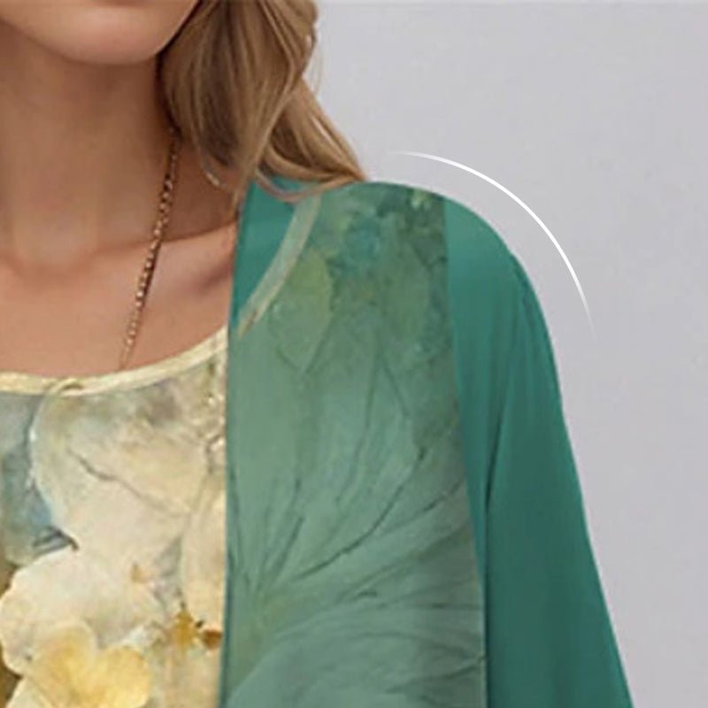 Women's Floral Three-Quarter Sleeve Two-Piece Layered Set