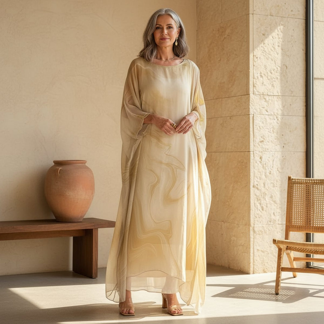 Women's Flowing Maxi Long Sleeve Dress Round Neck Oversized