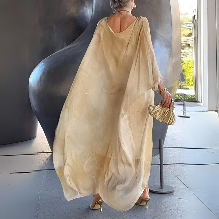 Women's Flowing Maxi Long Sleeve Dress Round Neck Oversized