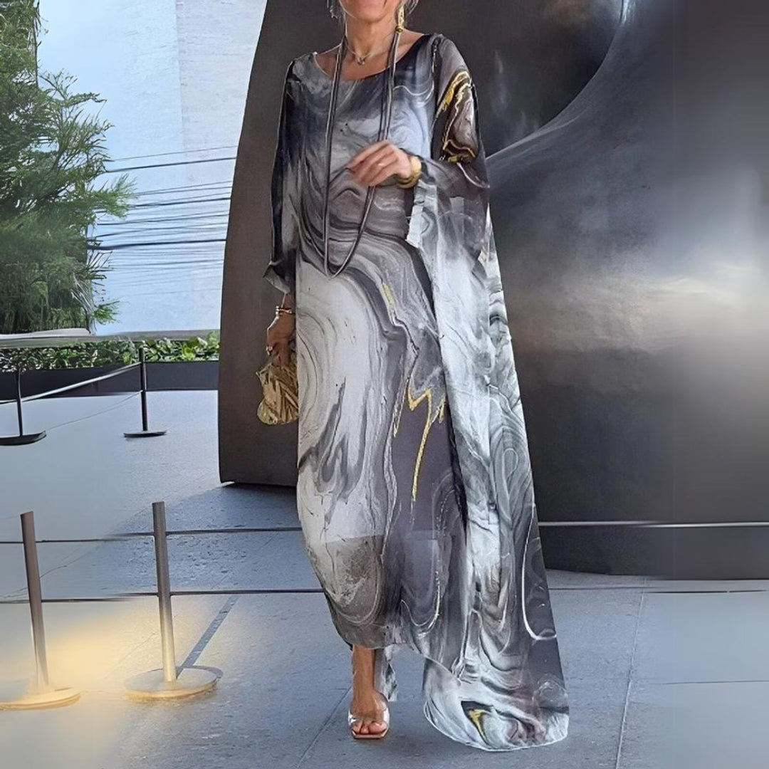 Women's Flowing Maxi Long Sleeve Dress Round Neck Oversized