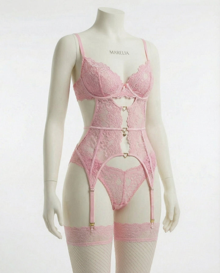 Women's Four-Piece Lace Suspender Lingerie Set