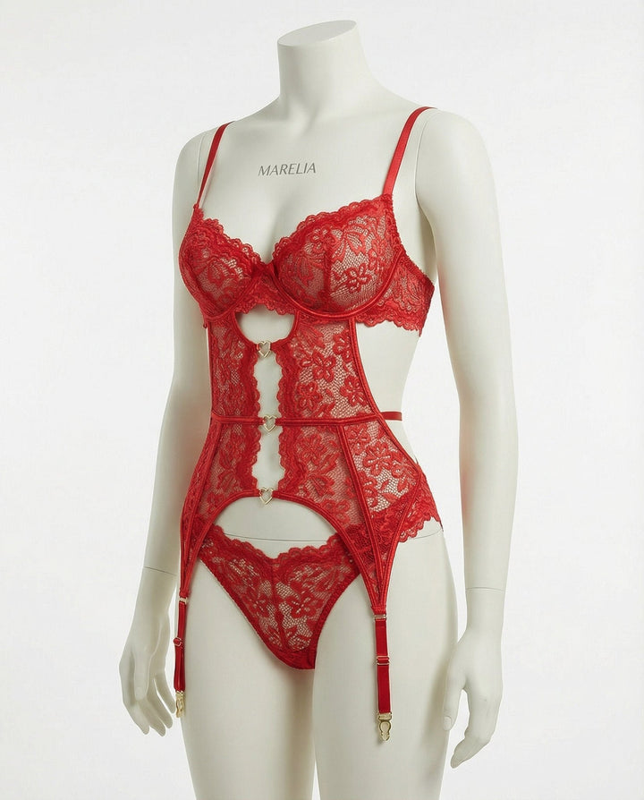 Women's Four-Piece Lace Suspender Lingerie Set