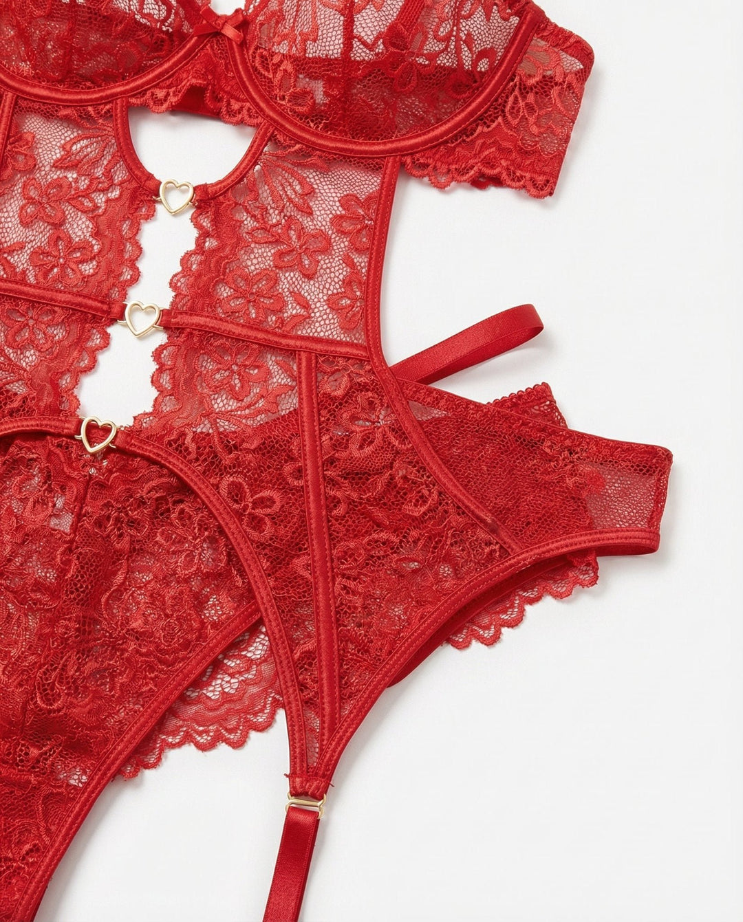 Women's Four-Piece Lace Suspender Lingerie Set