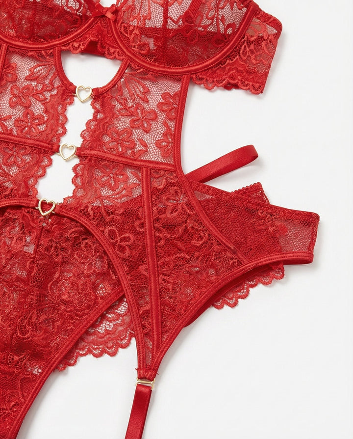 Women's Four-Piece Lace Suspender Lingerie Set