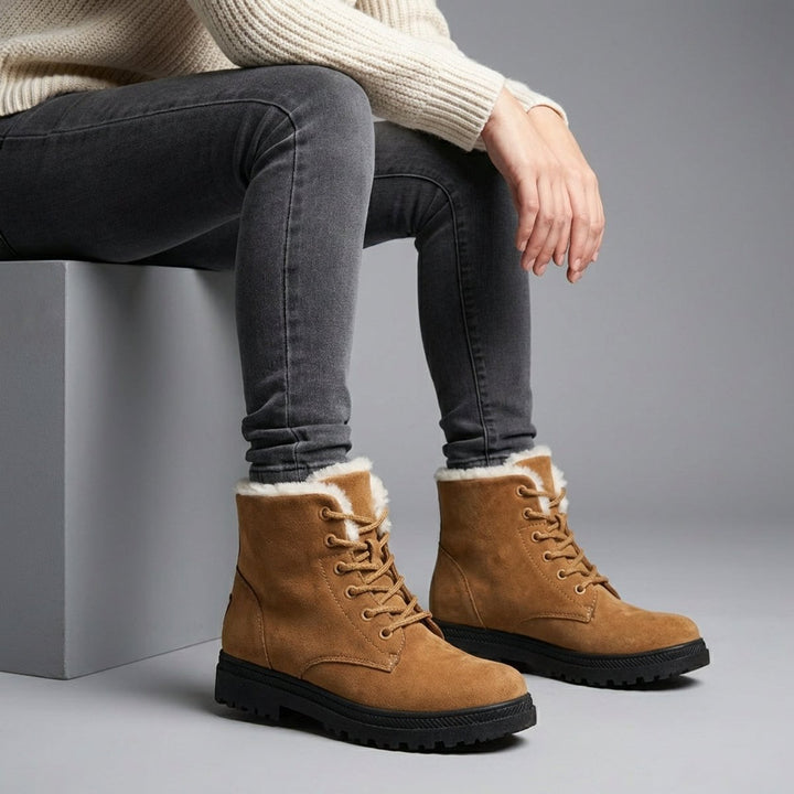 Women's Fur-Lined Lace-Up Ankle Snow Boots