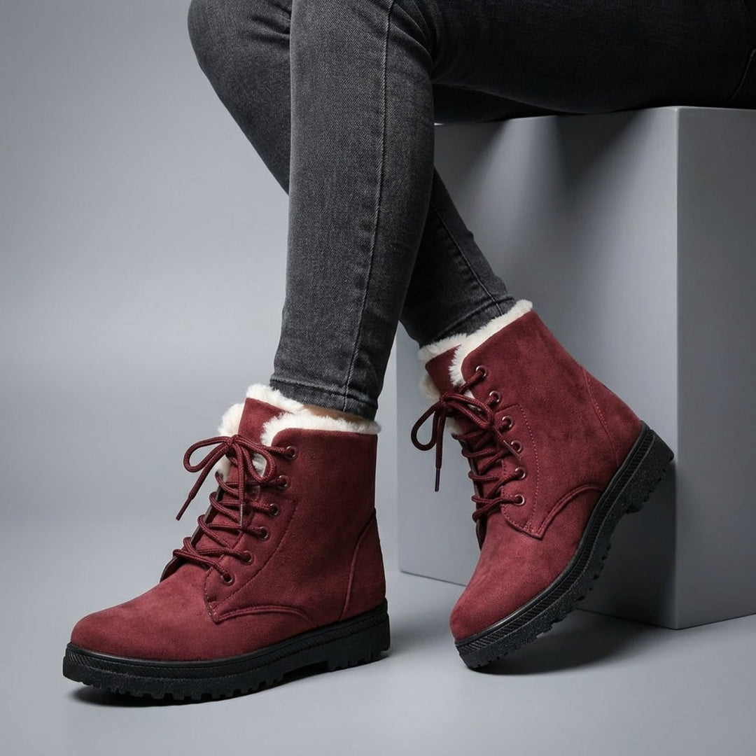 Women's Fur-Lined Lace-Up Ankle Snow Boots