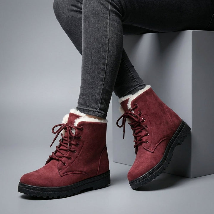 Women's Fur-Lined Lace-Up Ankle Snow Boots