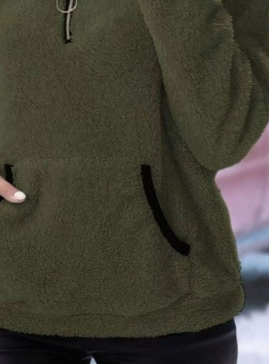 Women's Half-Zip Teddy Fleece Pullover Womens Jumper Kangaroo Pocket
