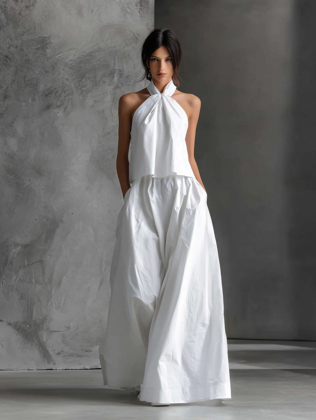 Women's Halter Neck Linen Two-Piece Set