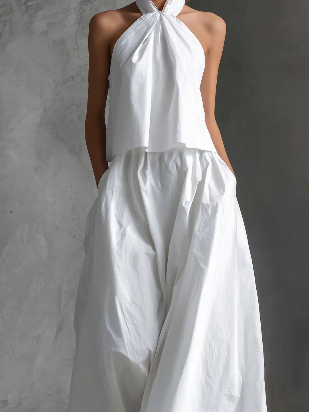 Women's Halter Neck Linen Two-Piece Set