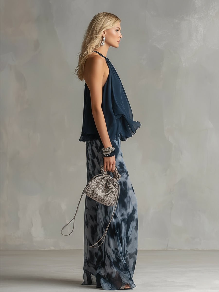 Women's Halter Neck Wide Leg Two Piece Coordinate Set