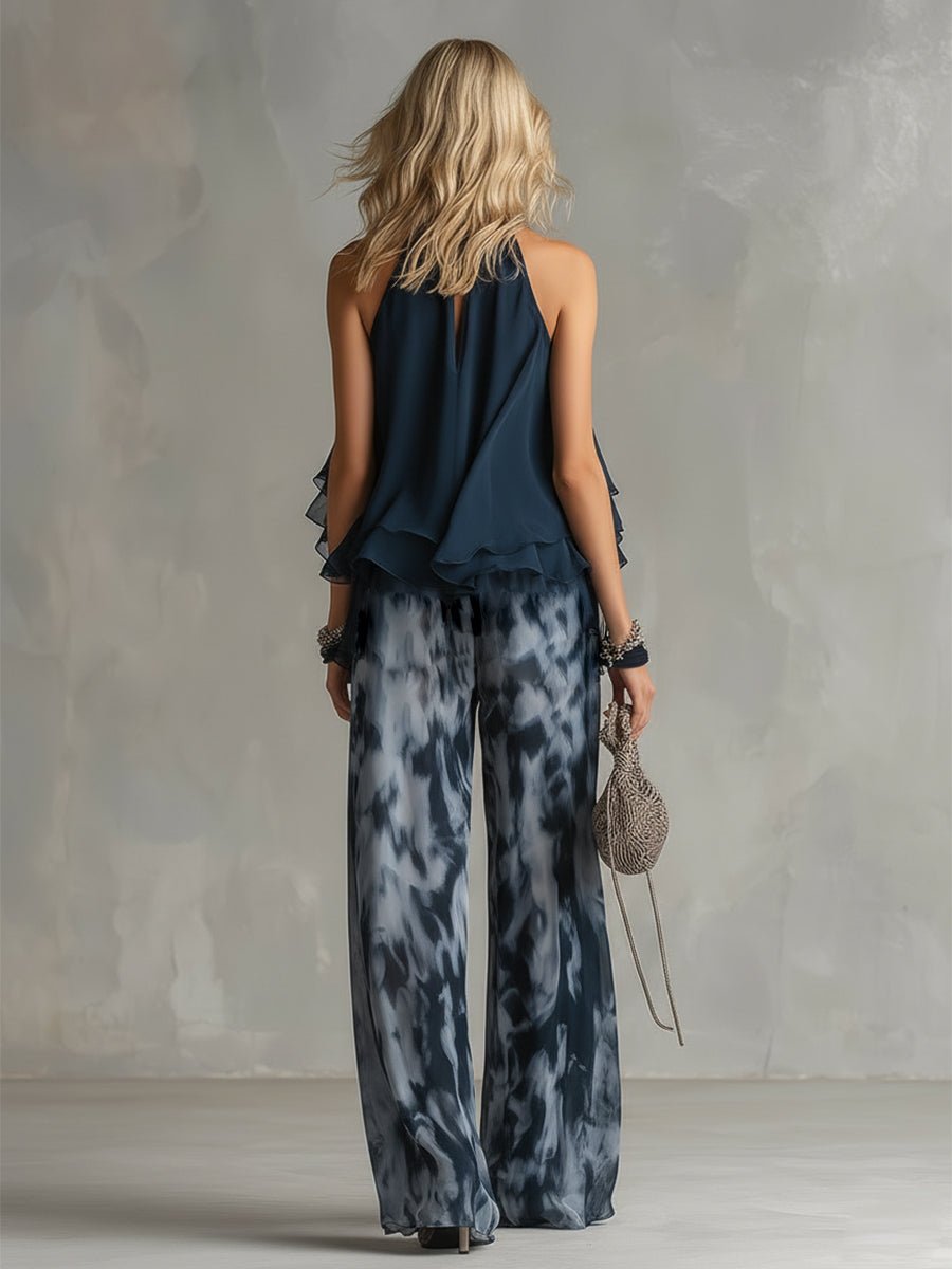 Women's Halter Neck Wide Leg Two Piece Coordinate Set