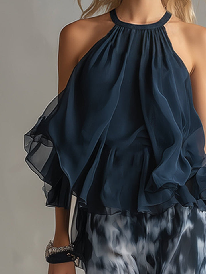 Women's Halter Neck Wide Leg Two Piece Coordinate Set