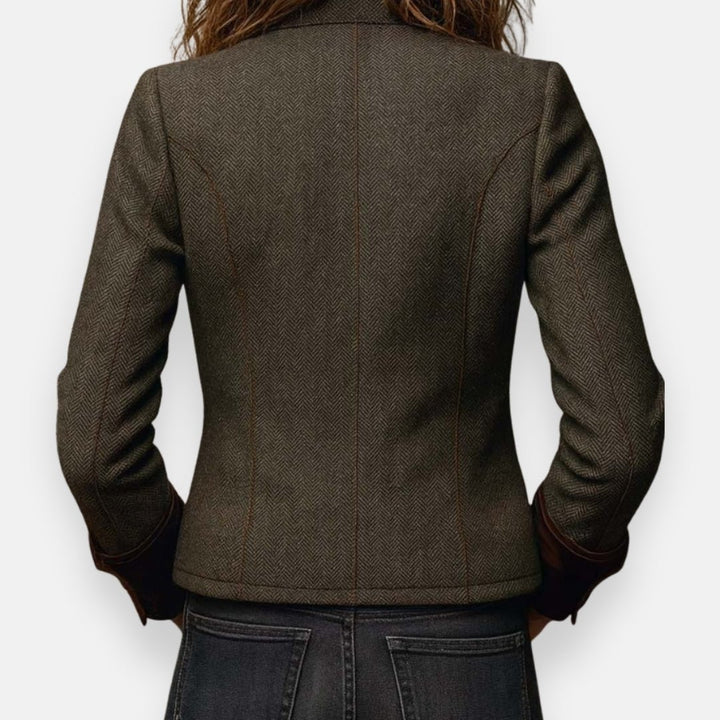 Women's Herringbone Structured Button-Front Jacket