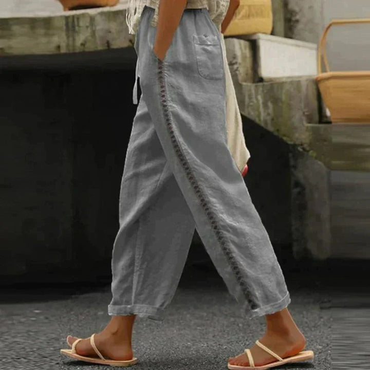 Women's High-Rise Tapered-Leg Button-Side Trousers - Gray