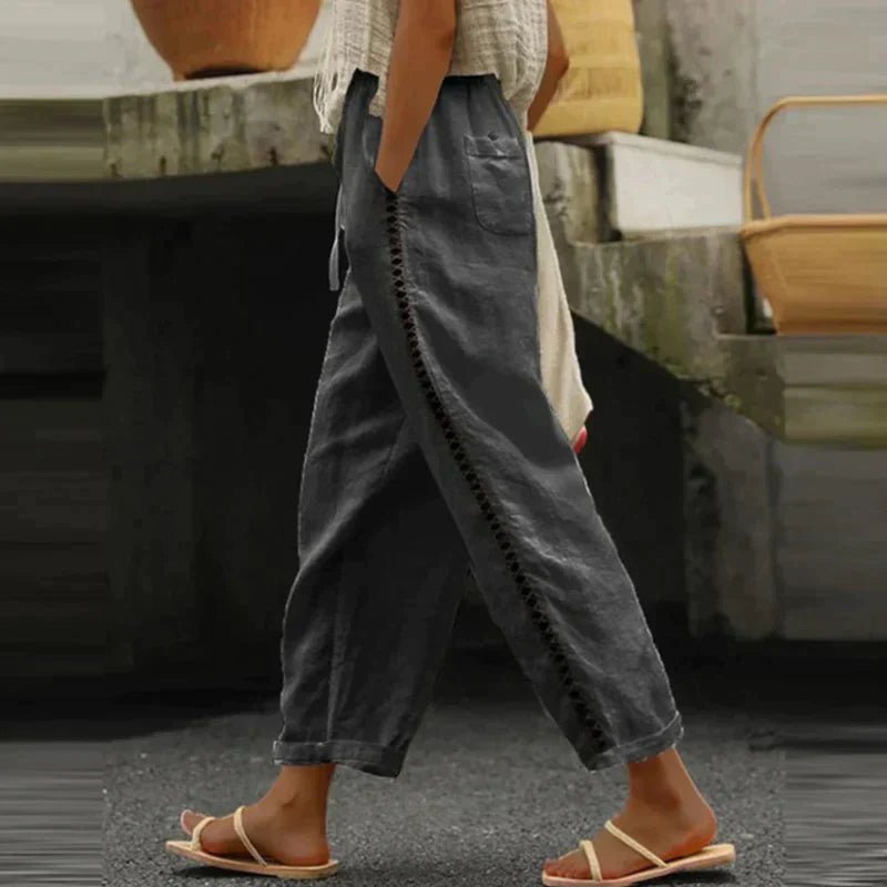 Women's High-Rise Tapered-Leg Button-Side Trousers - Black