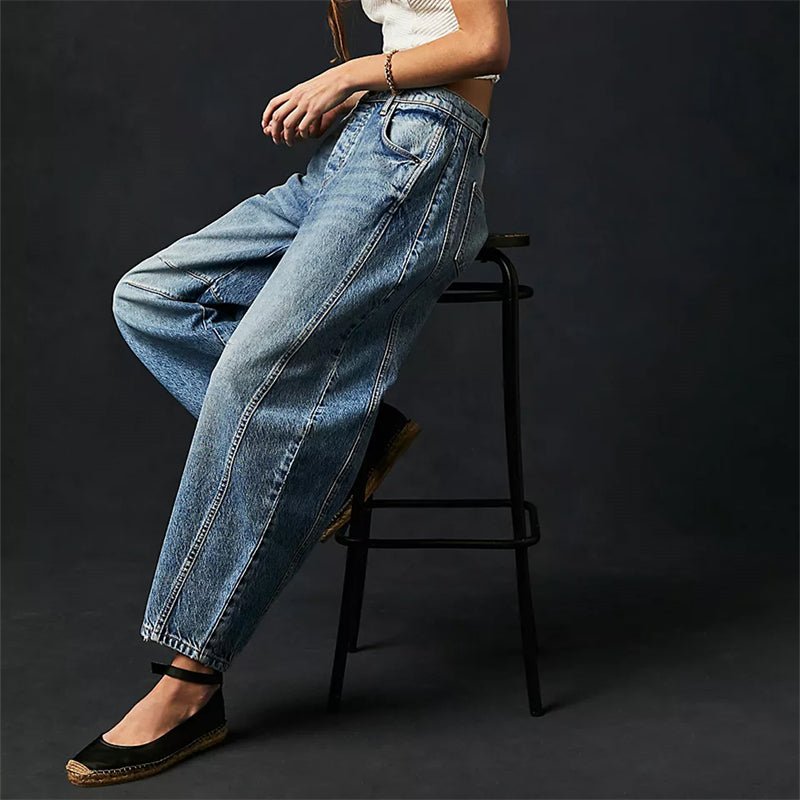 Women's High-Waist Barrel-Leg Relaxed-Fit Denim Jeans