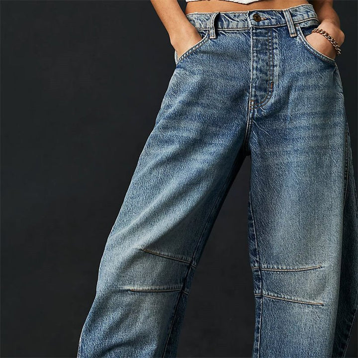 Women's High-Waist Barrel-Leg Relaxed-Fit Denim Jeans