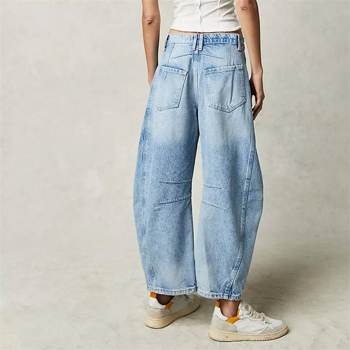 Women's High-Waist Barrel-Leg Relaxed-Fit Denim Jeans