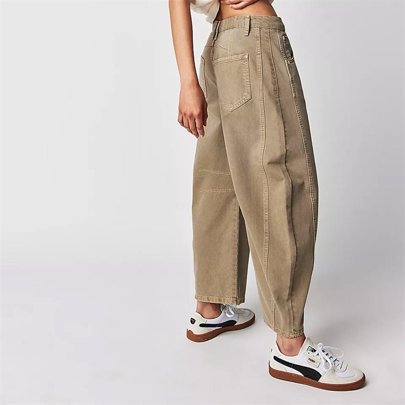 Women's High-Waist Barrel-Leg Relaxed-Fit Denim Jeans