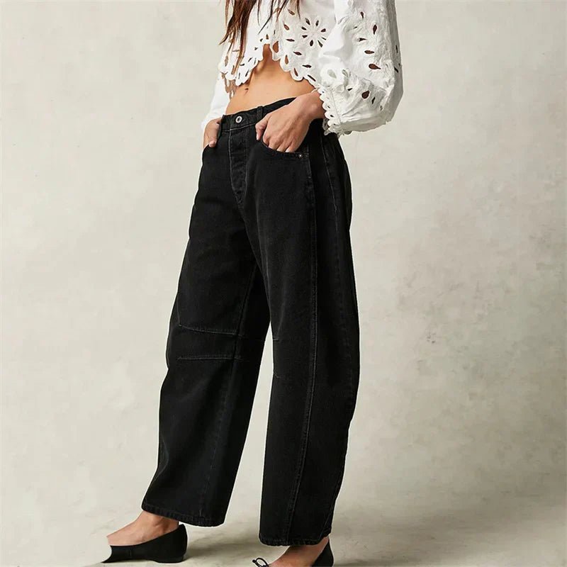 Women's High-Waist Barrel-Leg Relaxed-Fit Denim Jeans