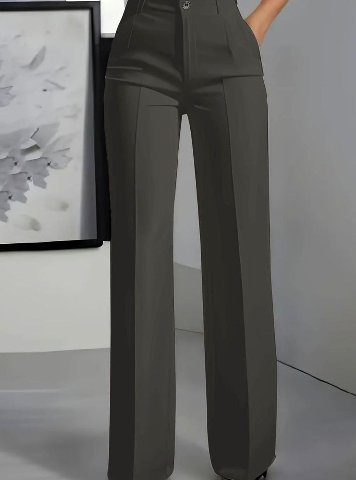 Women's High-Waist Wide-Leg Tailored Suit Trousers - Dark Grey
