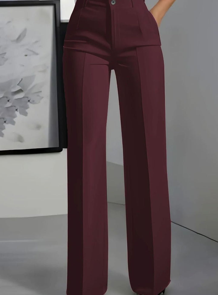 Women's High-Waist Wide-Leg Tailored Suit Trousers - Red