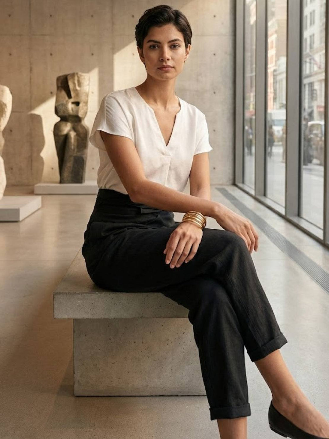 Women's High-Waist Wrap-Front Cropped Tapered Trousers