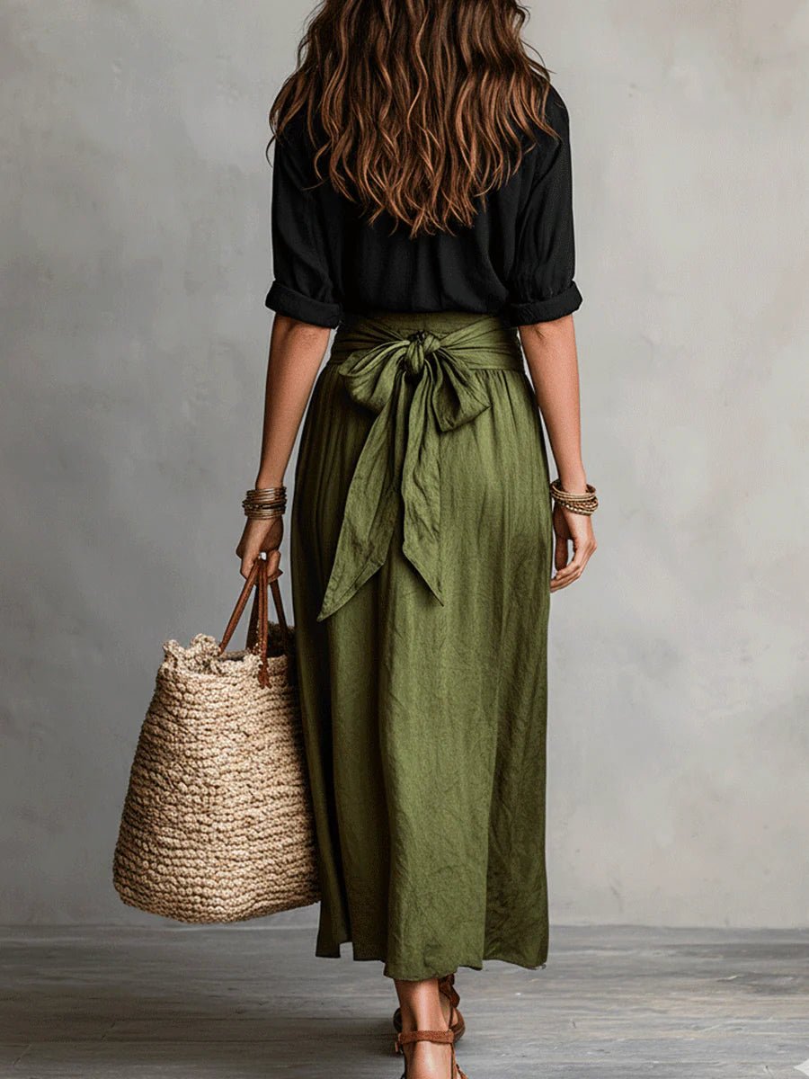 Women's High-Waisted Button-Up Two-Piece Set