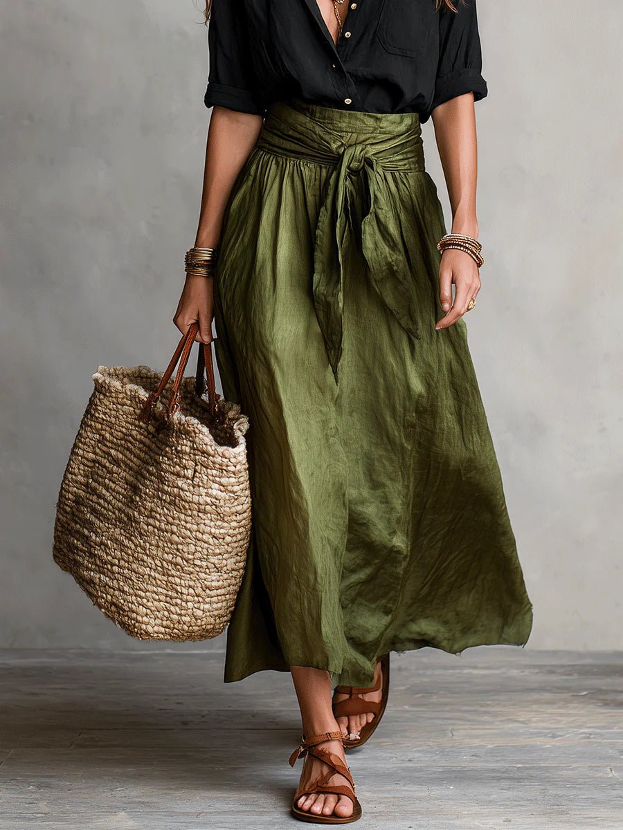Women's High-Waisted Button-Up Two-Piece Set