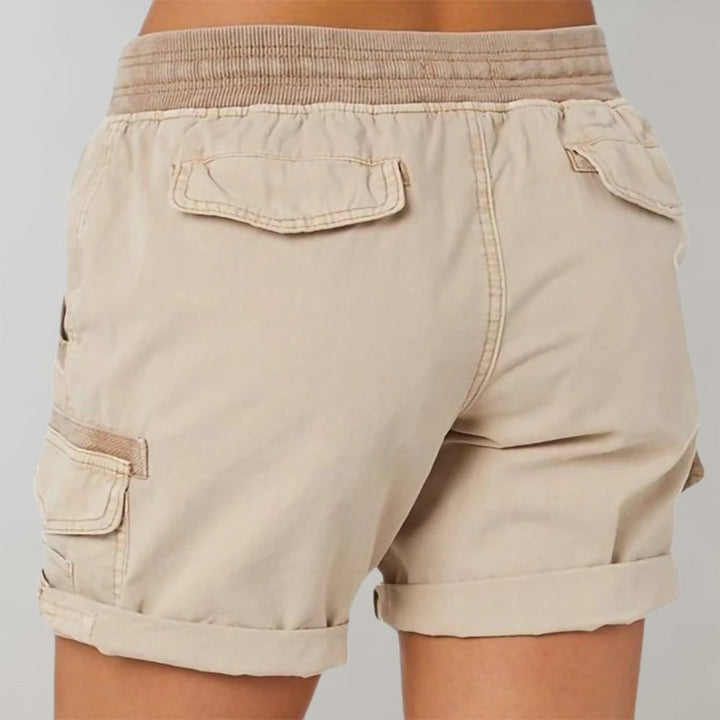Women's High-Waisted Cargo Shorts with Drawstring