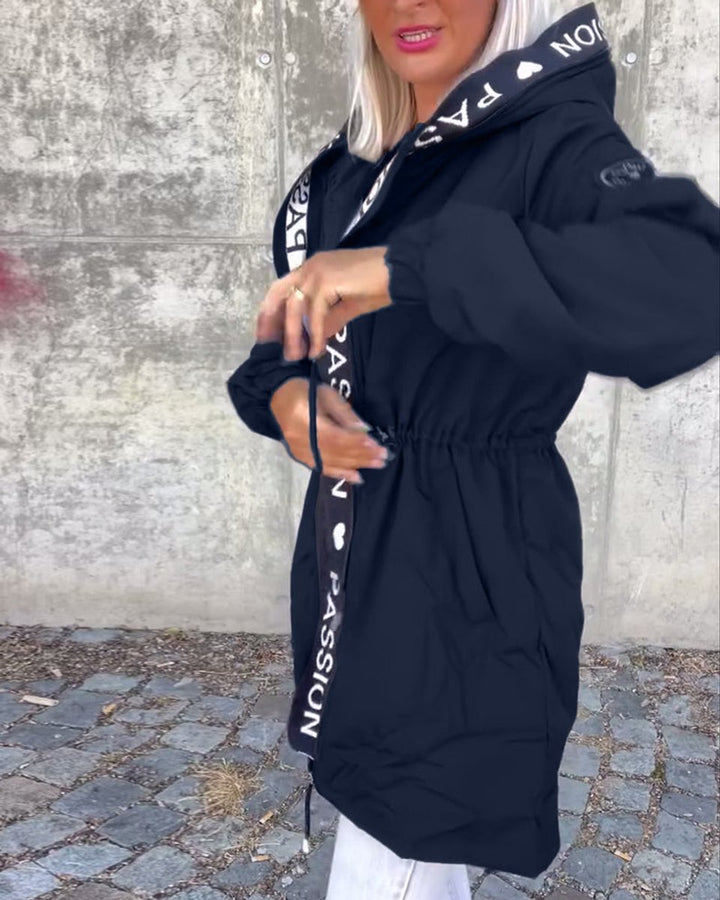 Women's Hooded Drawstring Relaxed-Fit Midi Coat