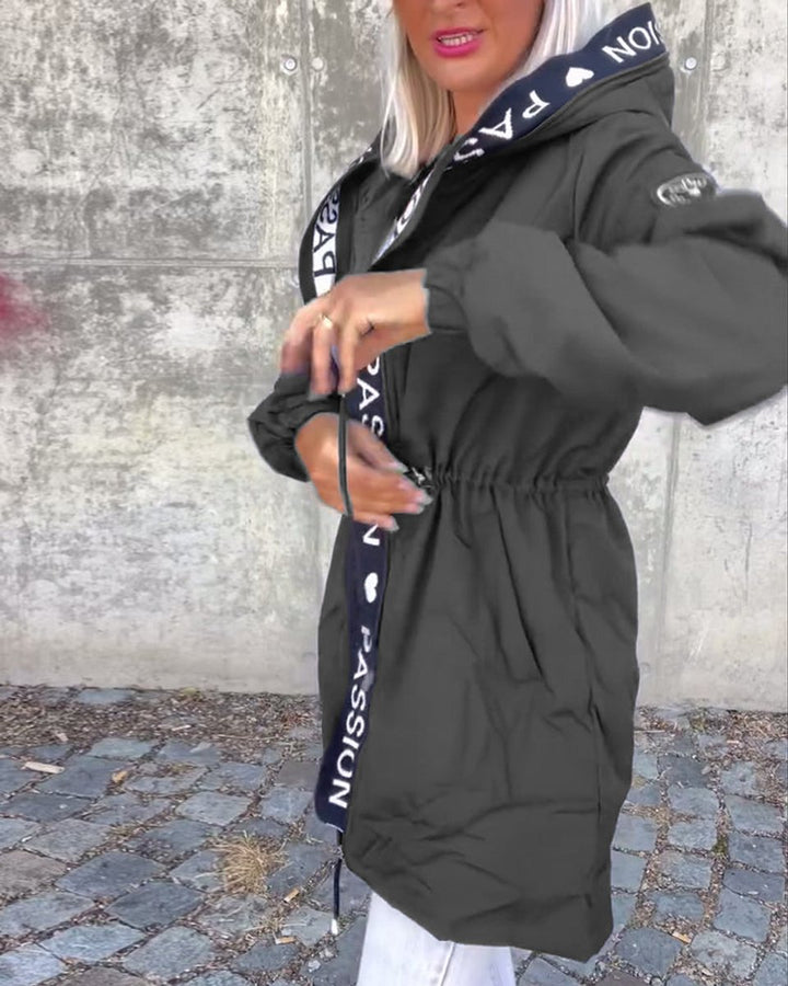 Women's Hooded Drawstring Relaxed-Fit Midi Coat