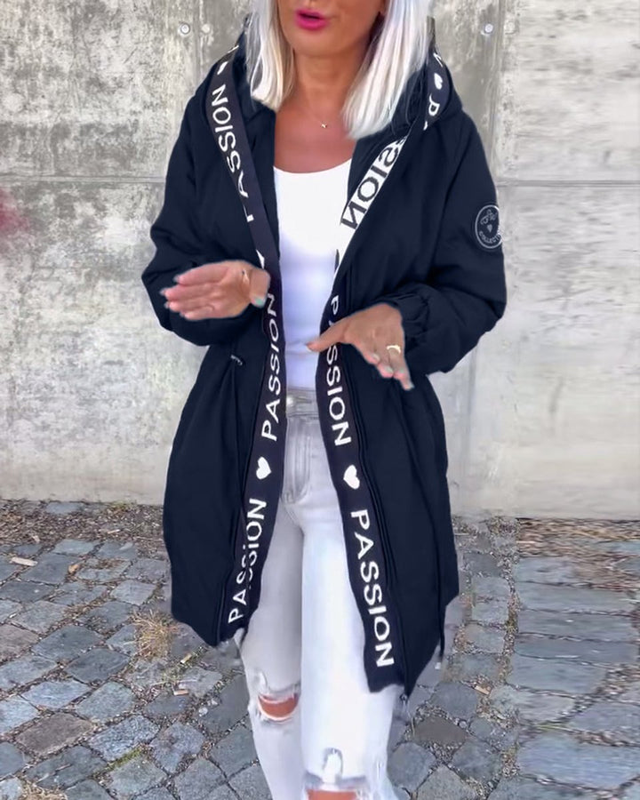 Women's Hooded Drawstring Relaxed-Fit Midi Coat