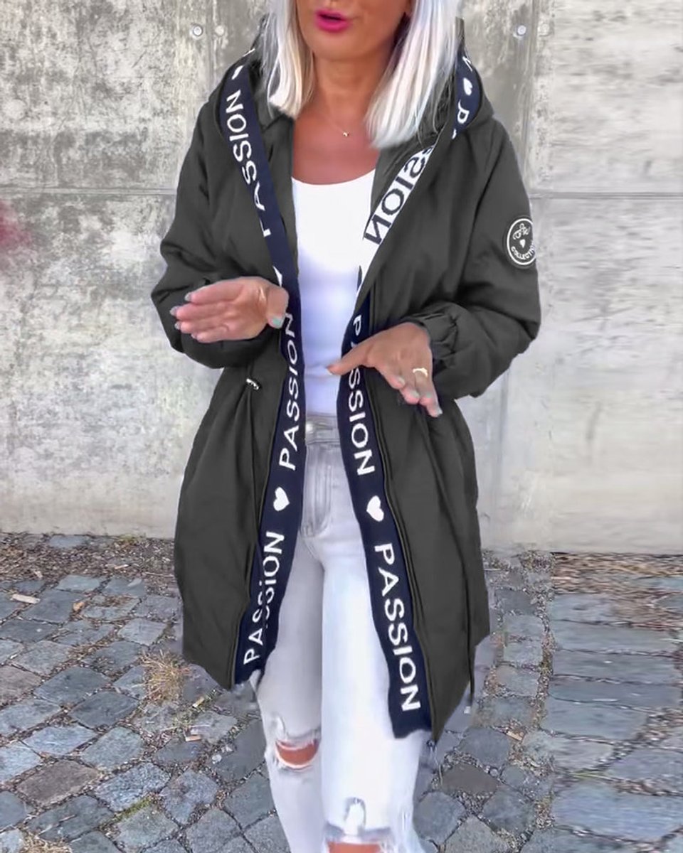 Women's Hooded Drawstring Relaxed-Fit Midi Coat